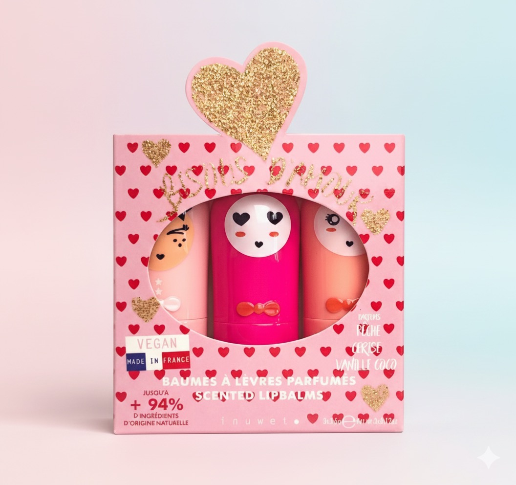 COFFRET TRIO BAUME À LÈVRE : BISOUS D’AMOUR